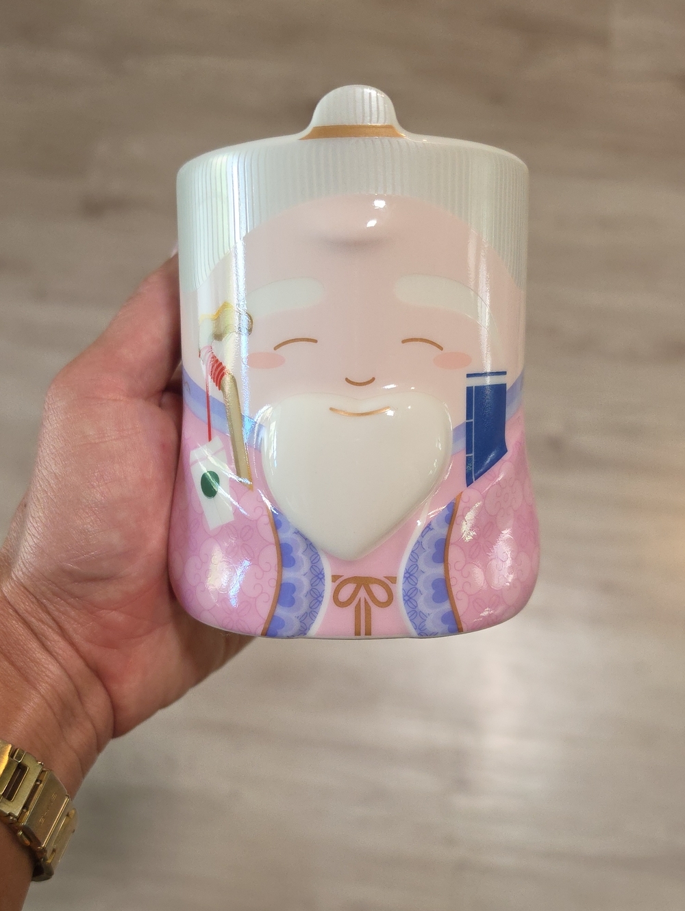 Starbucks Pink and White Ceramic Character Body Wash Bottle